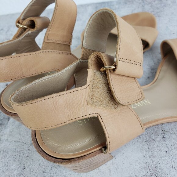 Stuart Weitzman Broadband Leather City Sandal Ankle Strap Tan size 7.5M - Picture 13 of 16